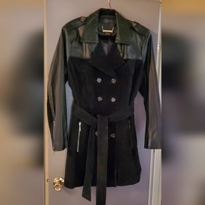 NWOT IMAN 100% Leather & Suede Black Trench Coat Sz 1X